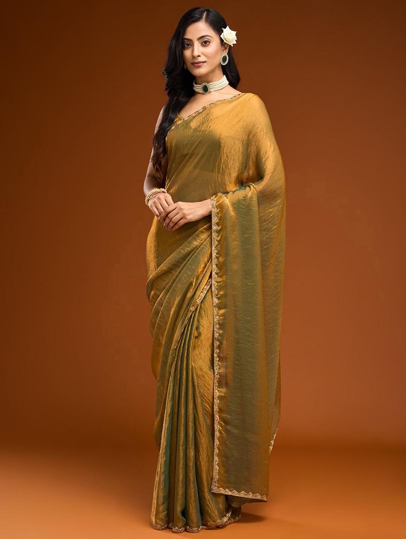 women solid with bordered embellished saree with blouse - 21941338 -  Standard Image - 1