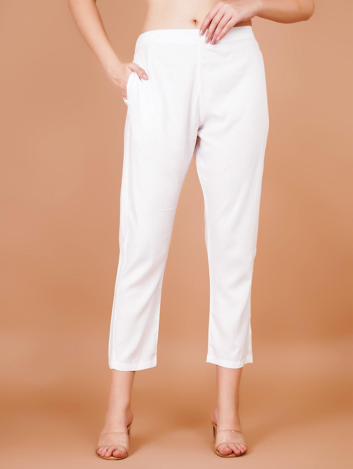 women pack of 2 solid mid rise straight pant - 21941354 - Standard Image - 1
