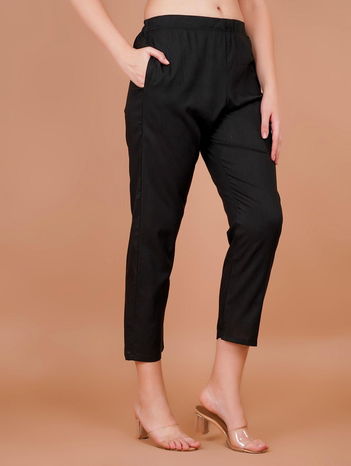 women pack of 2 solid mid rise straight pant - 21941354 - Standard Image - 6