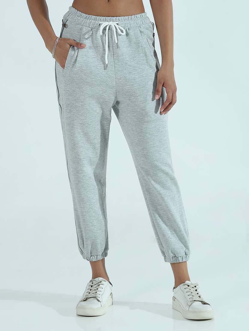 women solid mid rise regular fit jogger - 21941356 -  Standard Image - 1