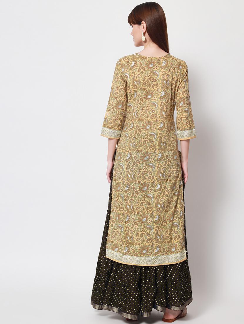 women three quarter sleeve straight kurta - 21941363 - Standard Image - 4