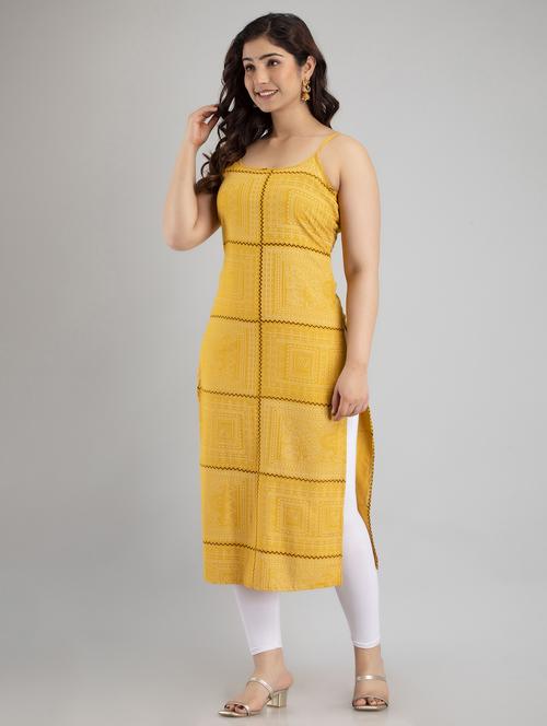 women printed sleeveless straight kurta - 21941369 - Standard Image - 0