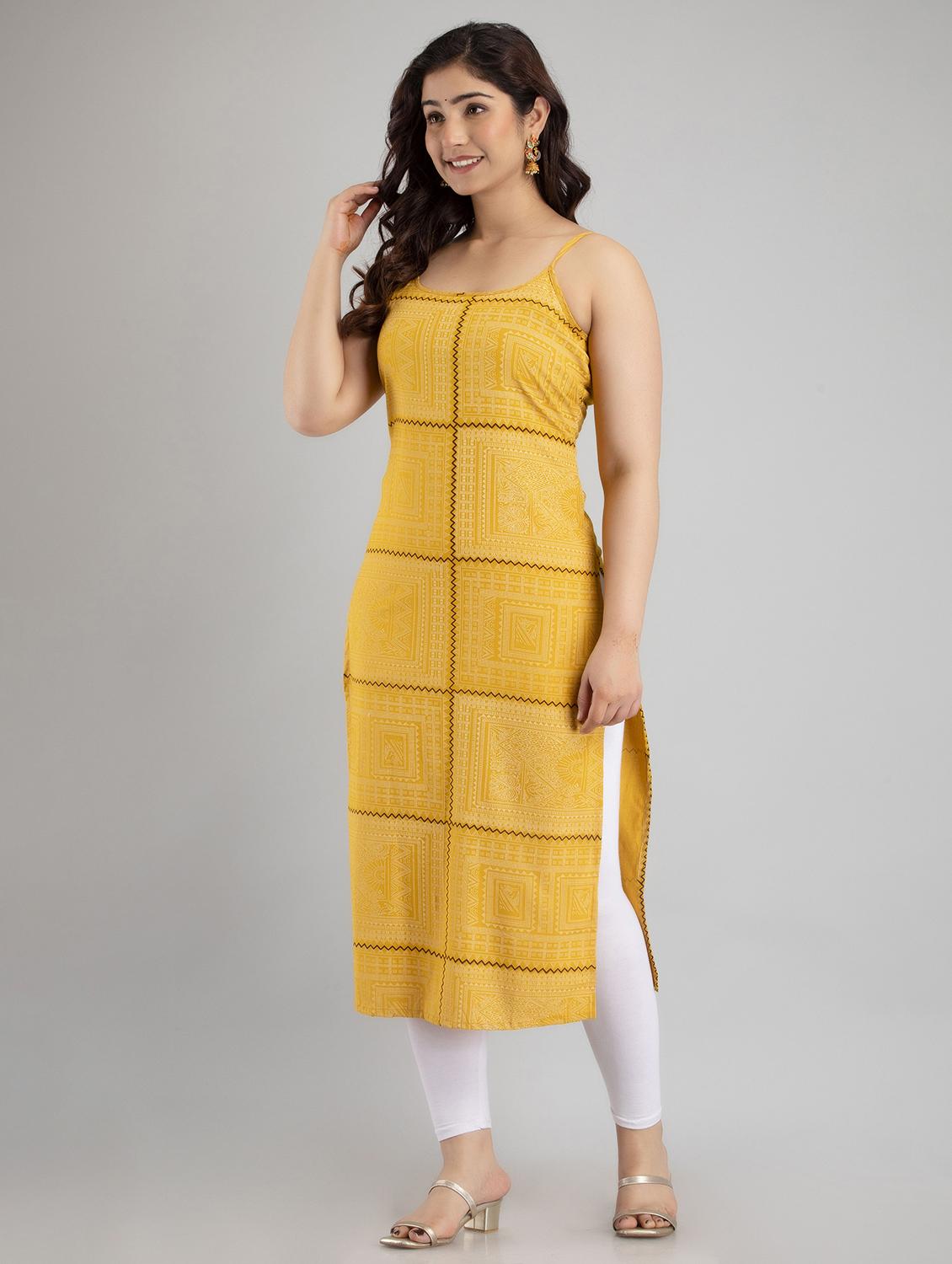 women printed sleeveless straight kurta - 21941369 - Zoom Image - 0