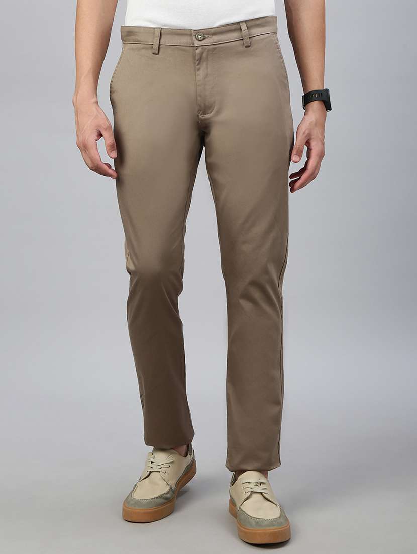 men solid mid rise flat front casual chinos  - 21941376 -  Standard Image - 1