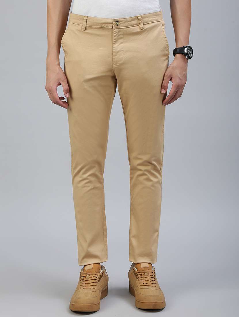 men solid mid rise flat front casual chinos  - 21941377 -  Standard Image - 1
