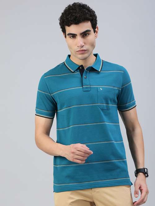 men striped short sleeve regular fit polo t-shirt