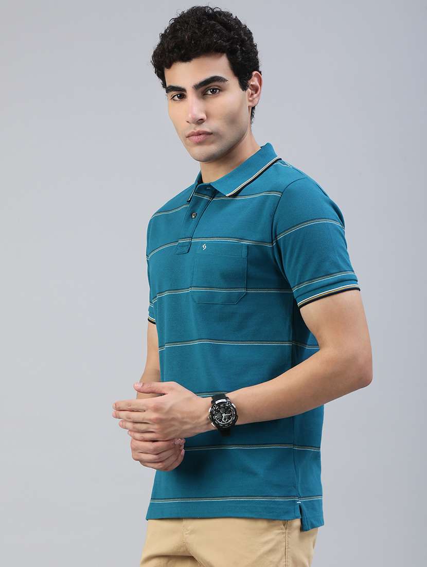 men striped short sleeve regular fit polo t-shirt - 21941379 -  Standard Image - 1
