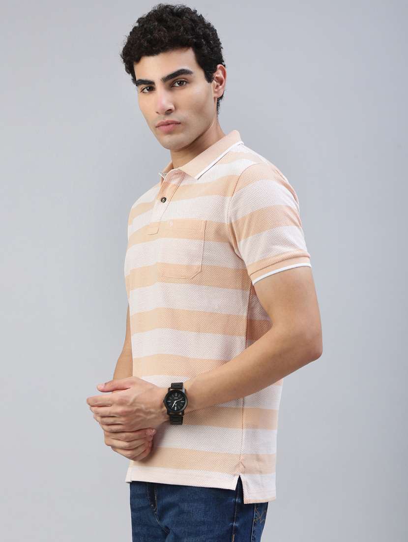 men striped short sleeve regular fit polo t-shirt - 21941380 -  Standard Image - 1