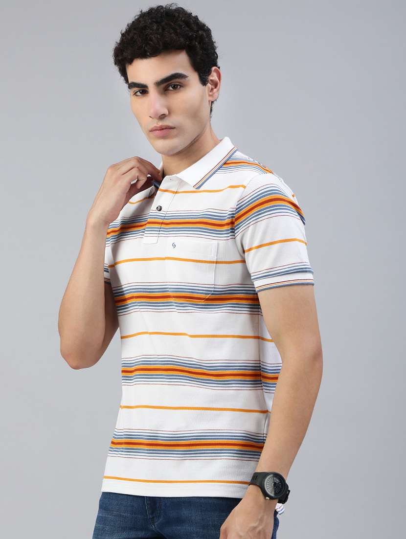 men striped short sleeve regular fit polo t-shirt - 21941383 -  Standard Image - 1