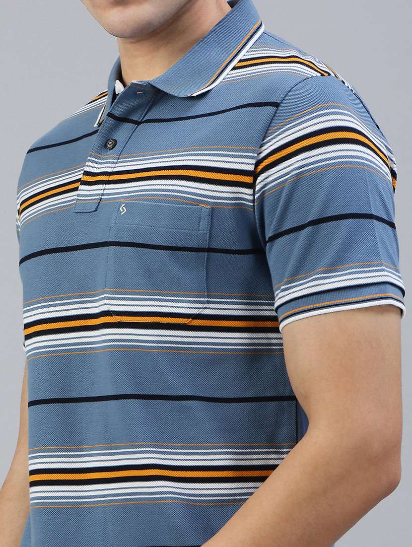 men striped short sleeve regular fit polo t-shirt - 21941384 - Standard Image - 4