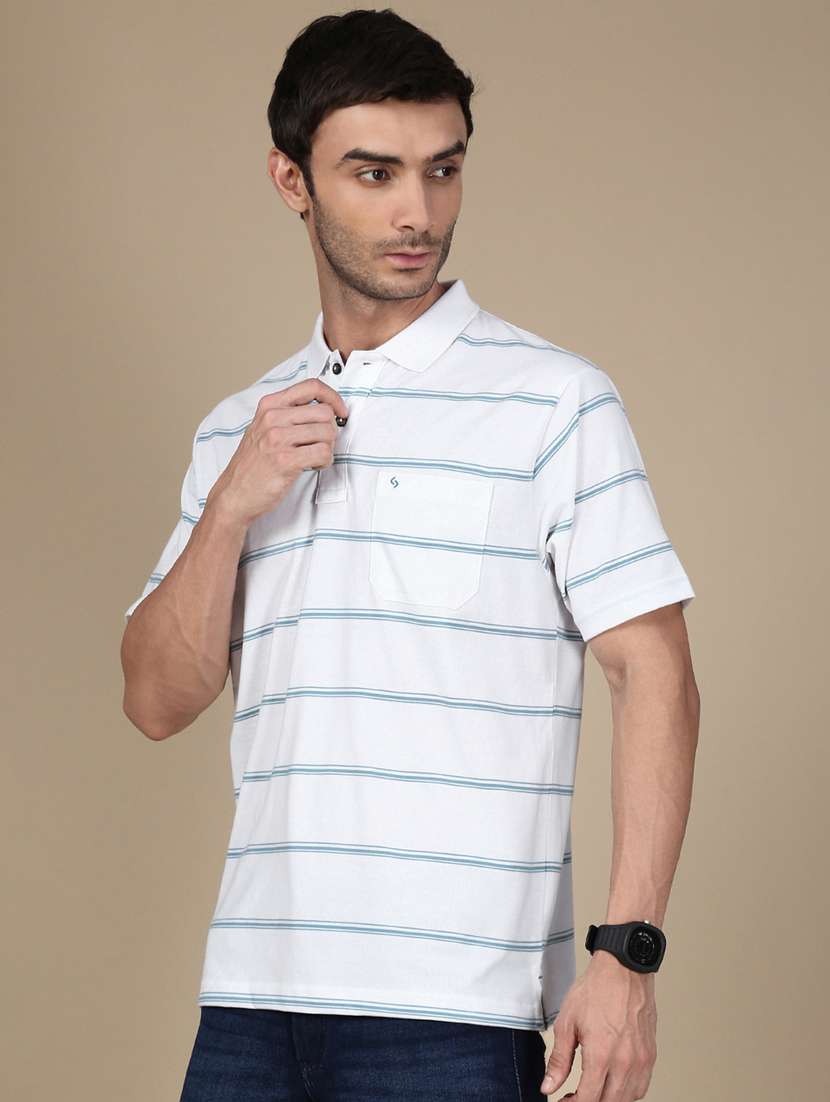 men striped short sleeve regular fit polo t-shirt - 21941385 -  Standard Image - 1