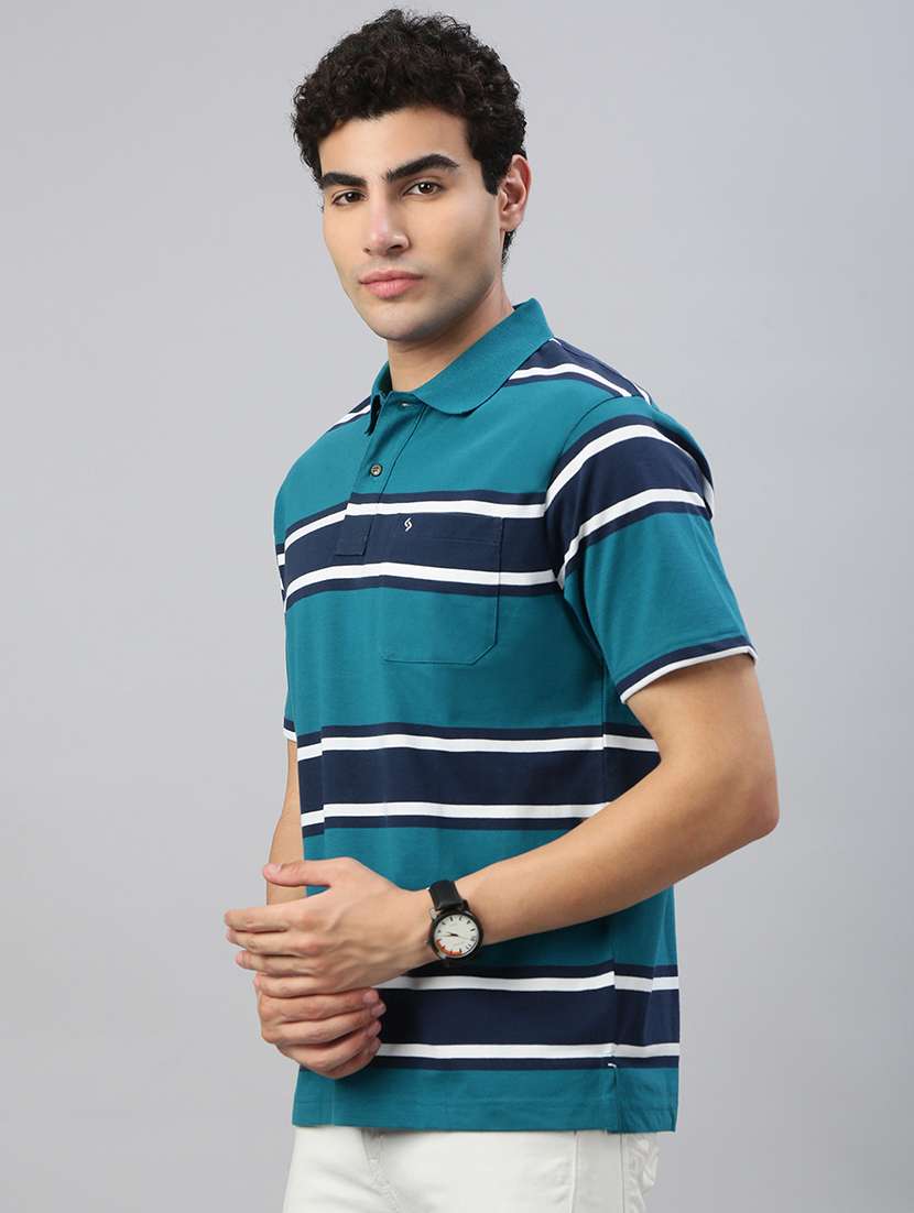 men striped short sleeve regular fit polo t-shirt - 21941389 -  Standard Image - 1
