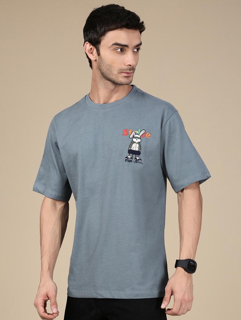 men front & back print round neck oversized fit t-shirt - 21941398 - Standard Image - 1