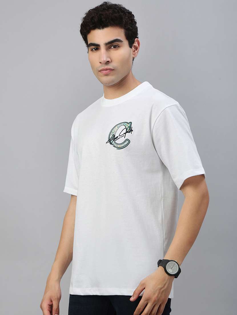 men front & back print round neck regular fit t-shirt - 21941400 -  Standard Image - 1