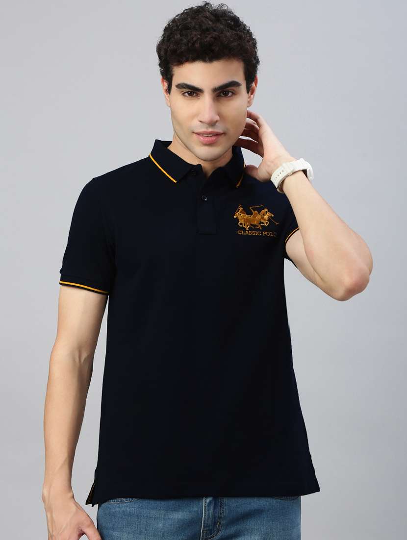 men printed short sleeve regular fit polo t-shirt