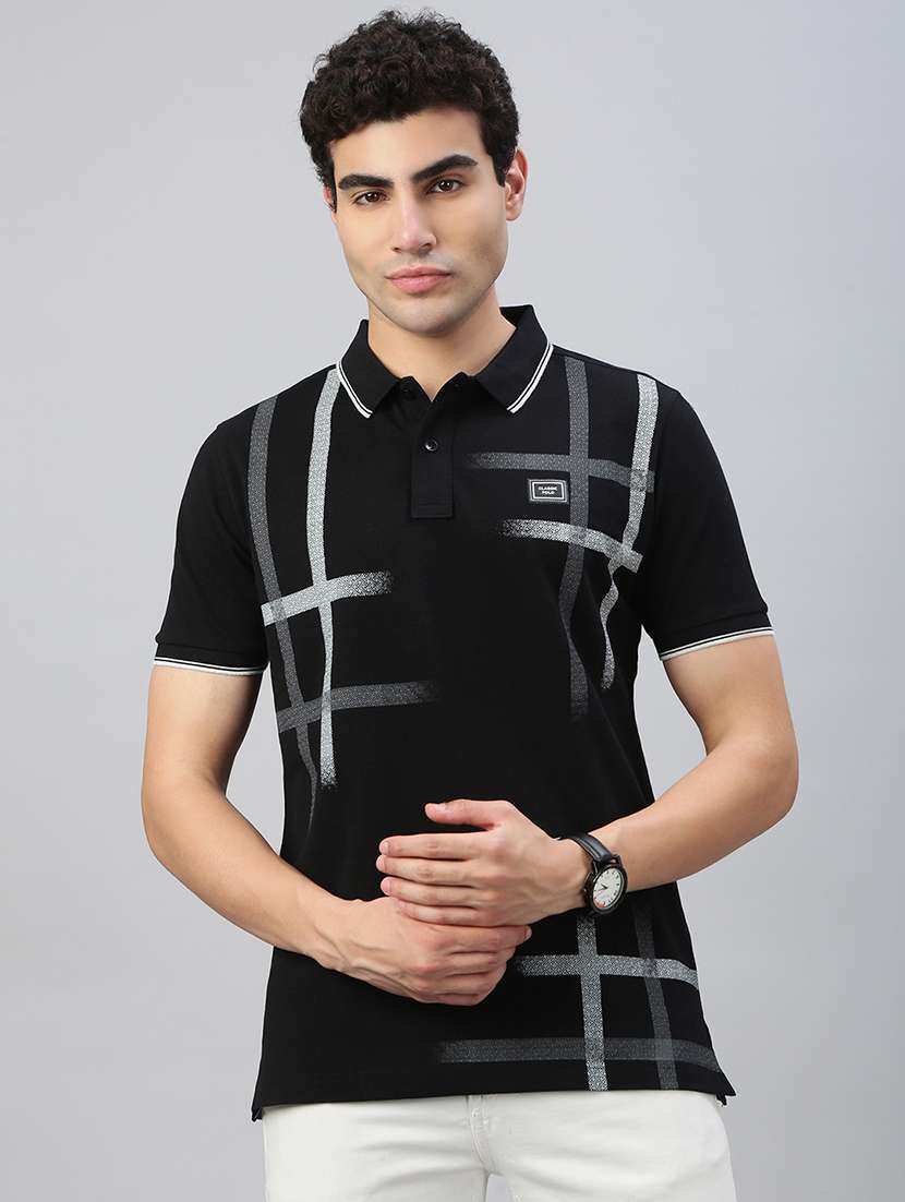 men printed short sleeve regular fit polo t-shirt