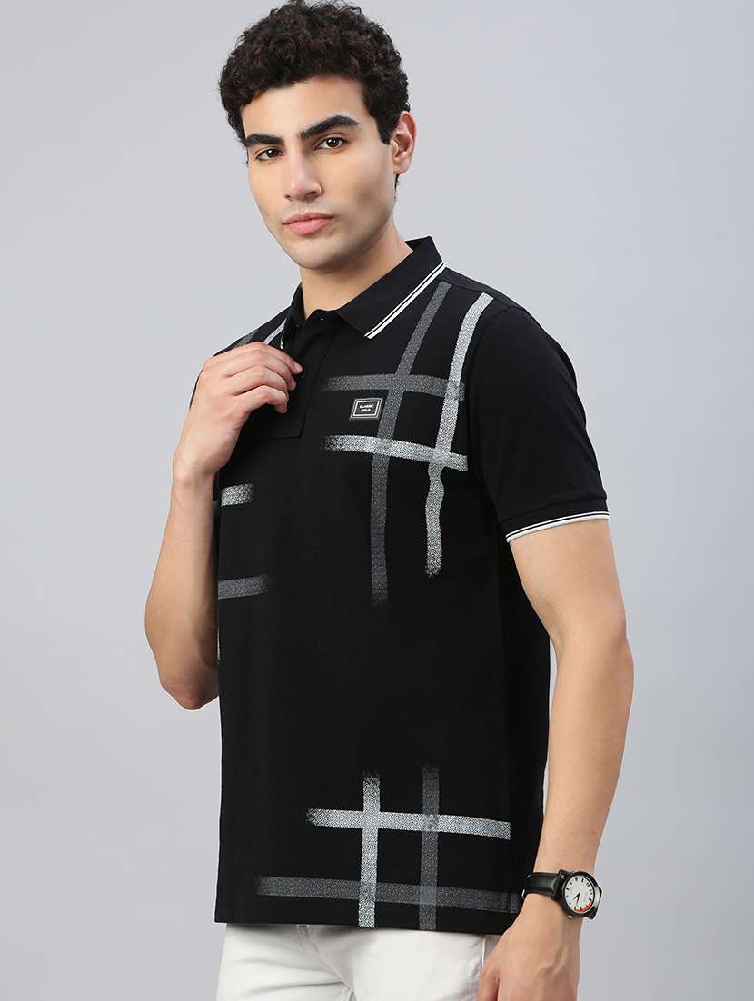 men printed short sleeve regular fit polo t-shirt - 21941414 - Standard Image - 1