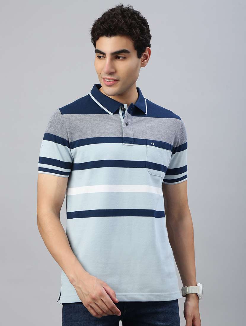 men striped short sleeve regular fit polo t-shirt