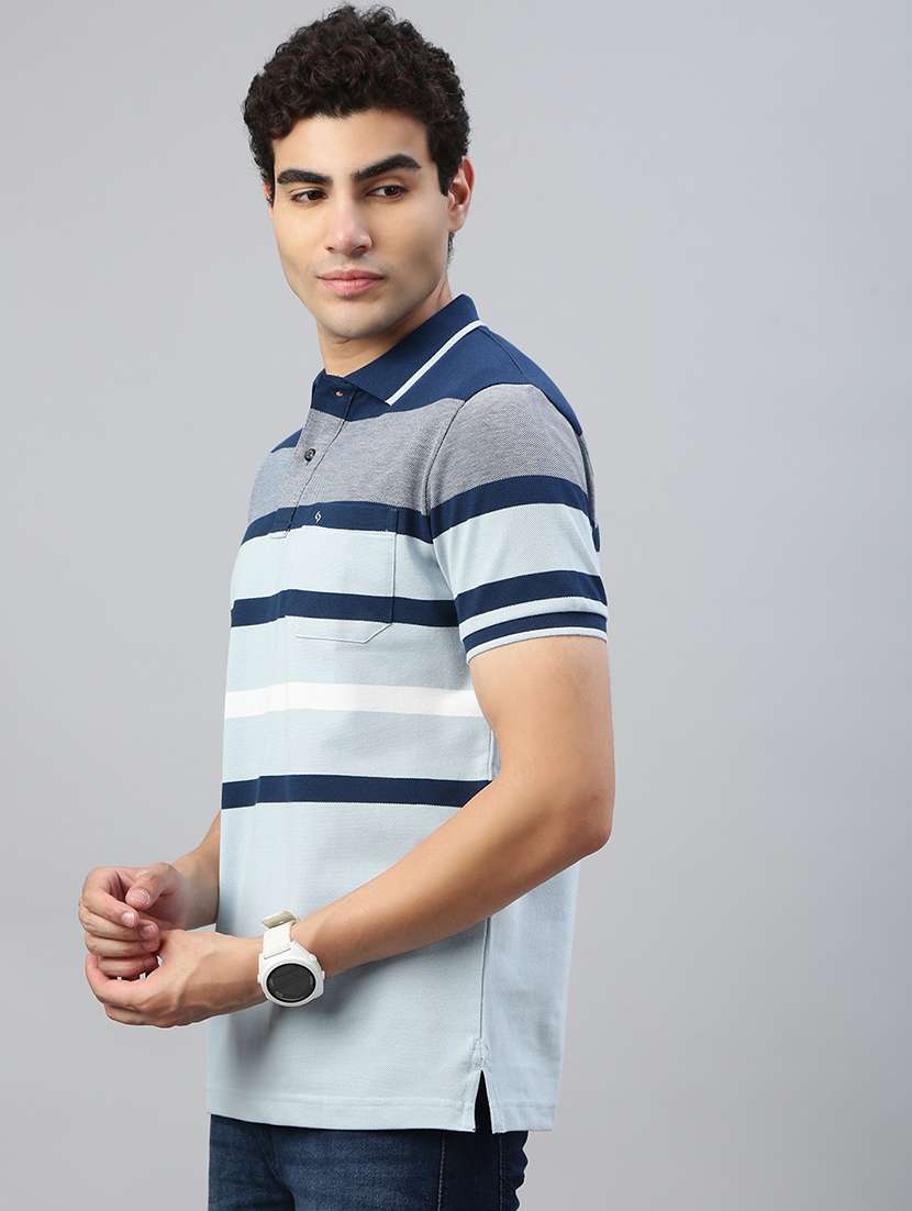 men striped short sleeve regular fit polo t-shirt - 21941421 -  Standard Image - 1