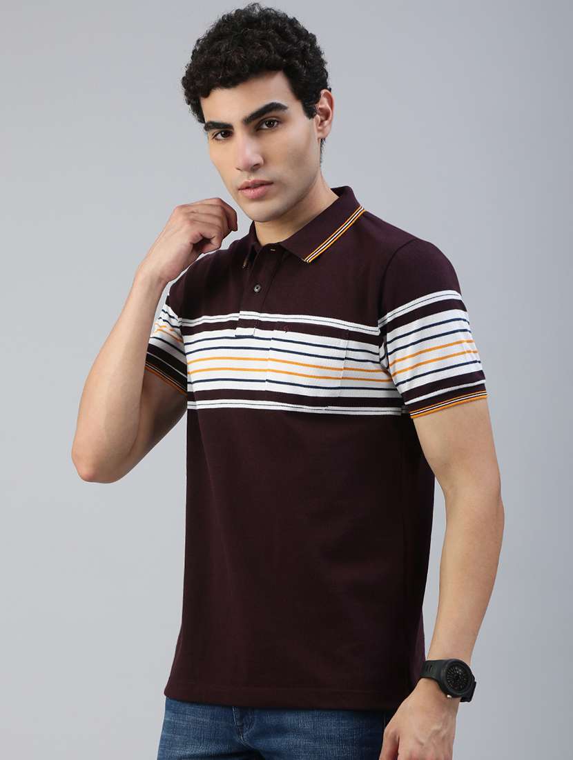 men striped short sleeve regular fit polo t-shirt - 21941423 -  Standard Image - 1