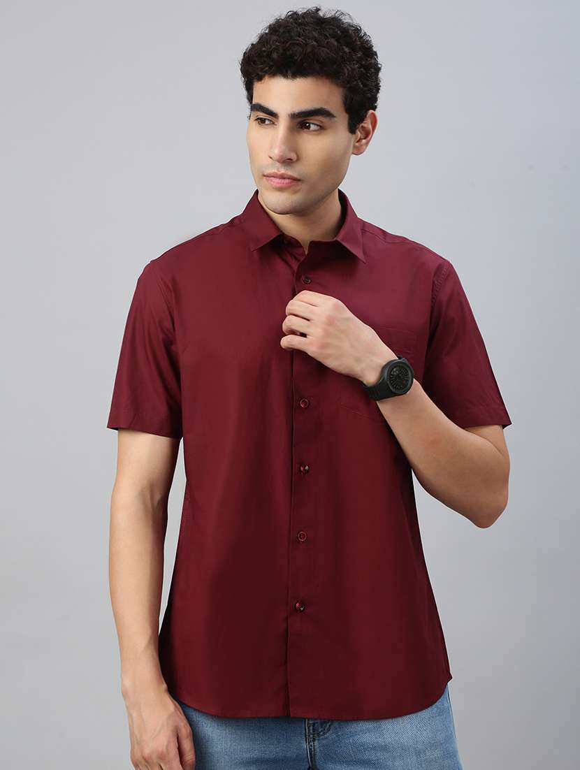 men solid short sleeve regular fit casual shirt - 21941436 -  Standard Image - 1