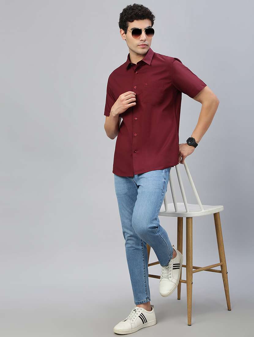 men solid short sleeve regular fit casual shirt - 21941436 -  Standard Image - 4