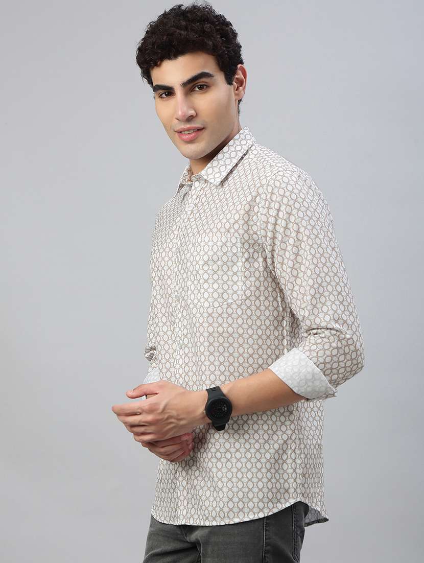 men printed long sleeve regular fit casual shirt - 21941447 -  Standard Image - 1
