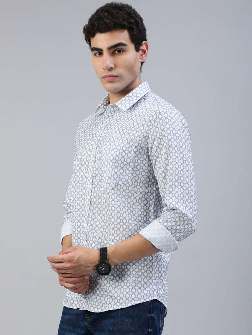 men printed long sleeve regular fit casual shirt - 21941448 -  Standard Image - 1