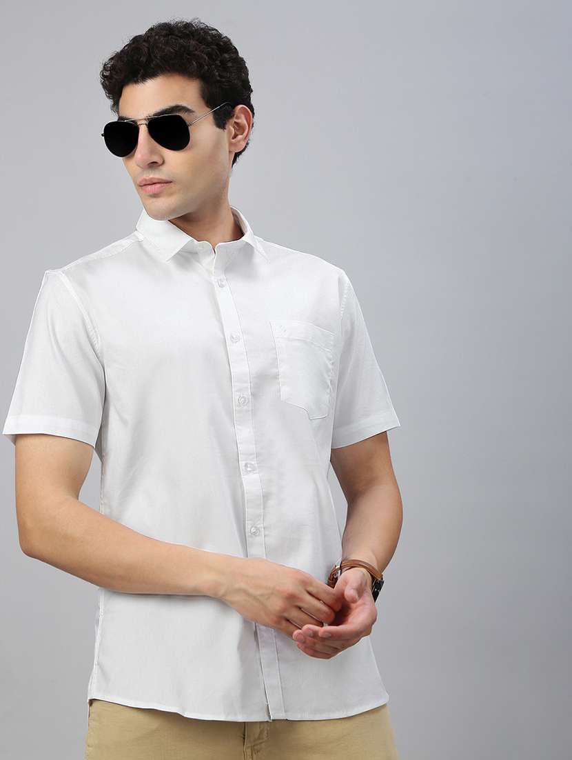 men solid short sleeve regular fit casual shirt