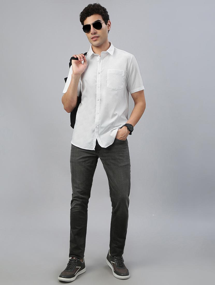 men solid short sleeve regular fit casual shirt - 21941452 - Standard Image - 4