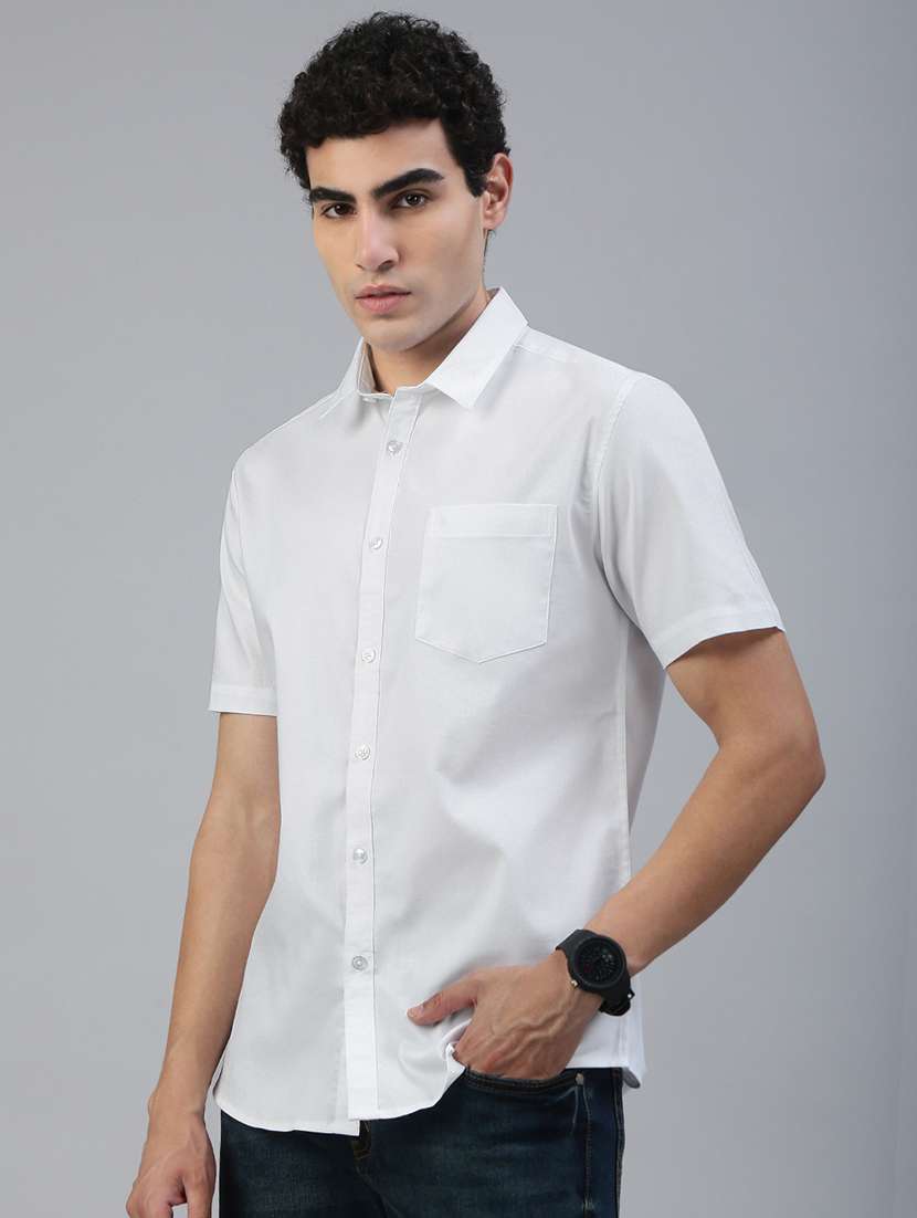 men solid short sleeve regular fit casual shirt - 21941454 -  Standard Image - 1