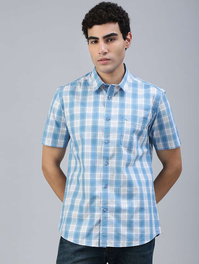 men checkered short sleeve regular fit casual shirt - 21941456 -  Standard Image - 1