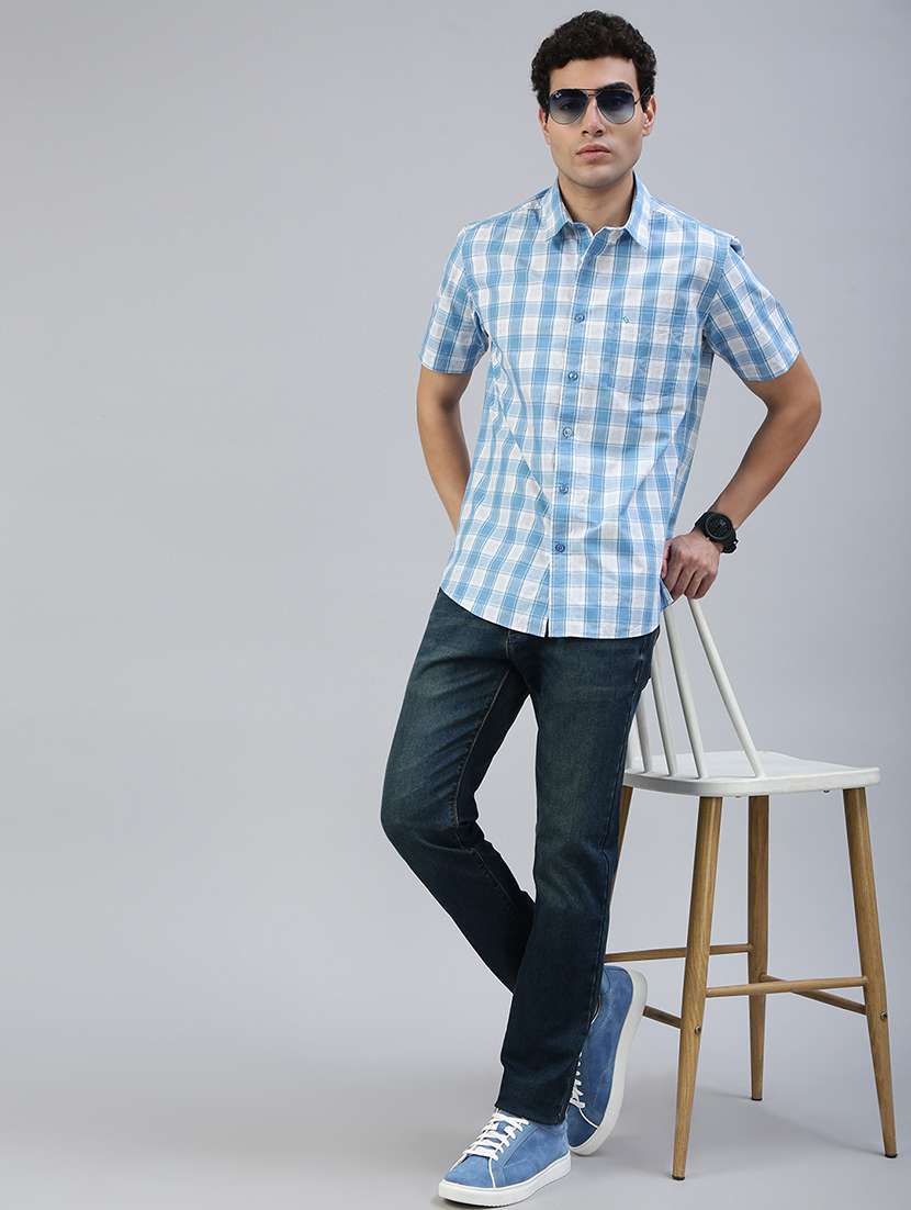 men checkered short sleeve regular fit casual shirt - 21941456 -  Standard Image - 4