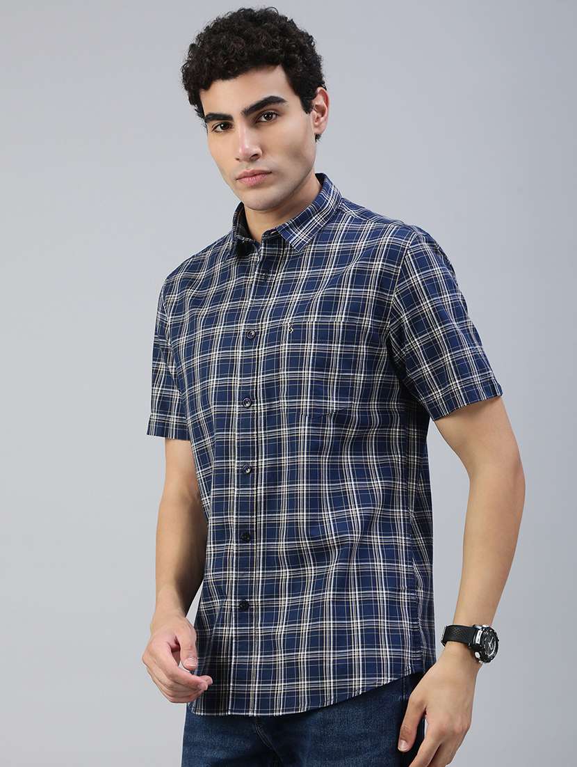 men checkered short sleeve regular fit casual shirt - 21941462 -  Standard Image - 1