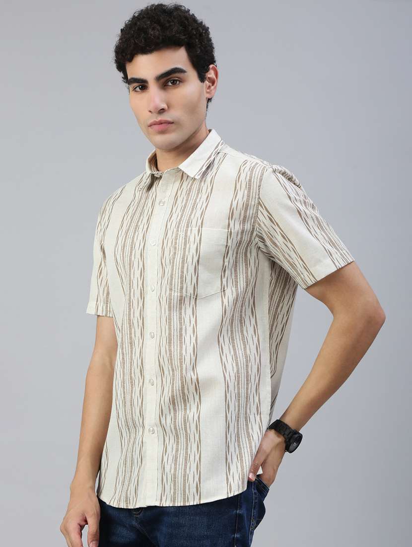 men striped short sleeve regular fit casual shirt - 21941468 -  Standard Image - 1