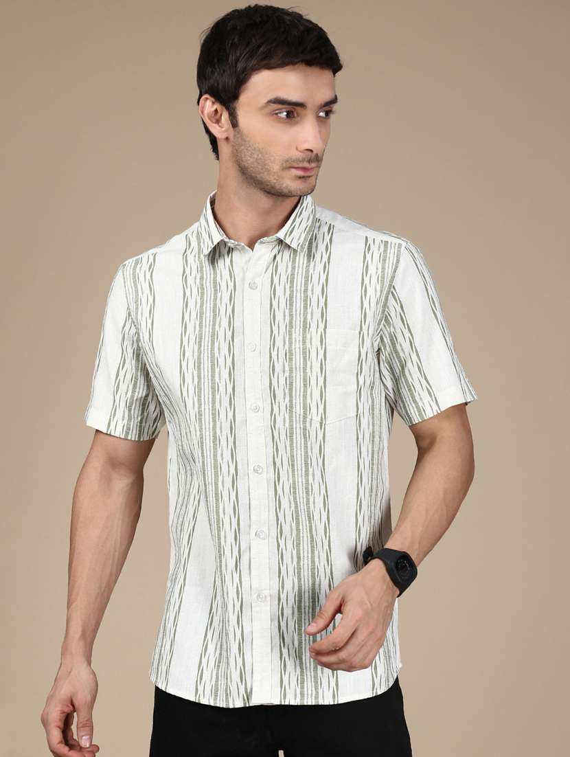 men striped short sleeve regular fit casual shirt - 21941469 -  Standard Image - 1