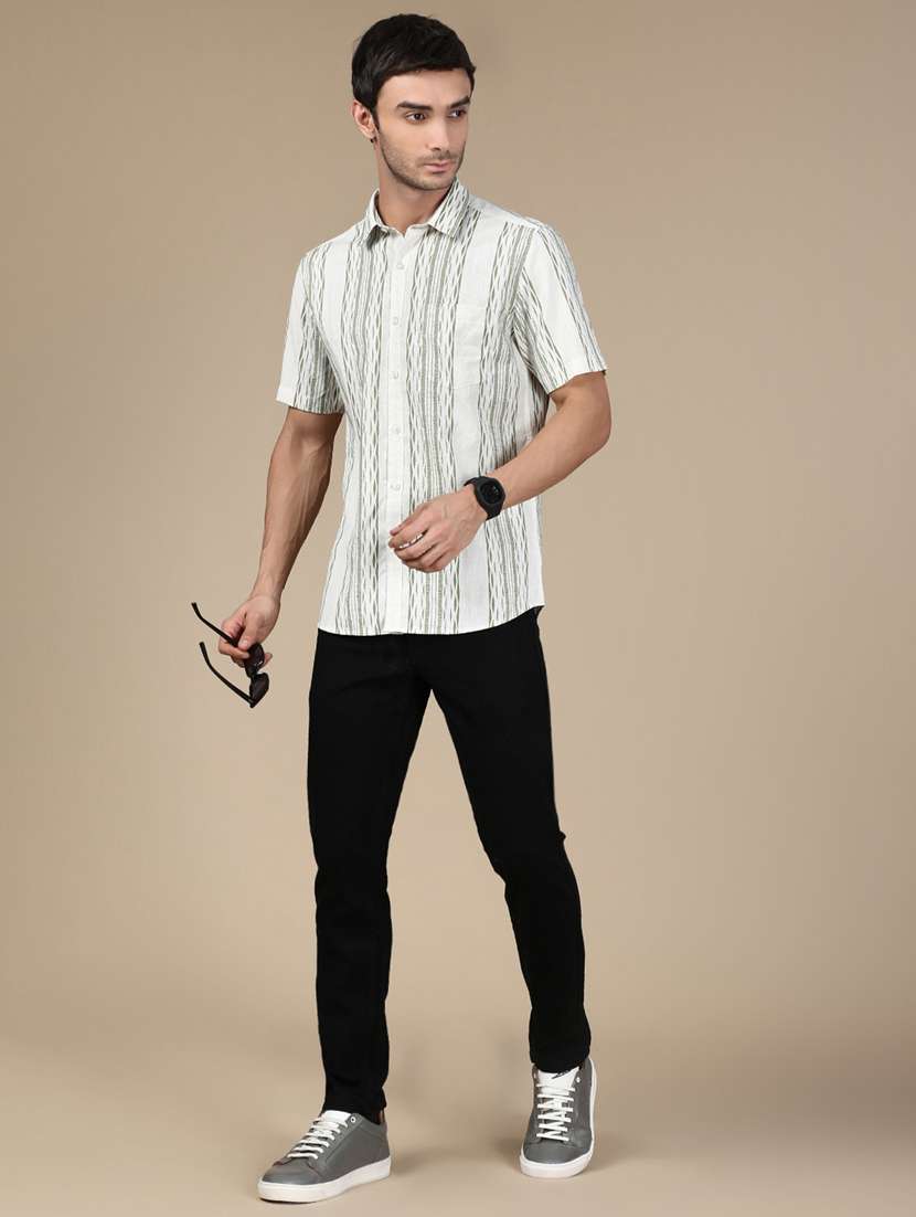 men striped short sleeve regular fit casual shirt - 21941469 -  Standard Image - 4