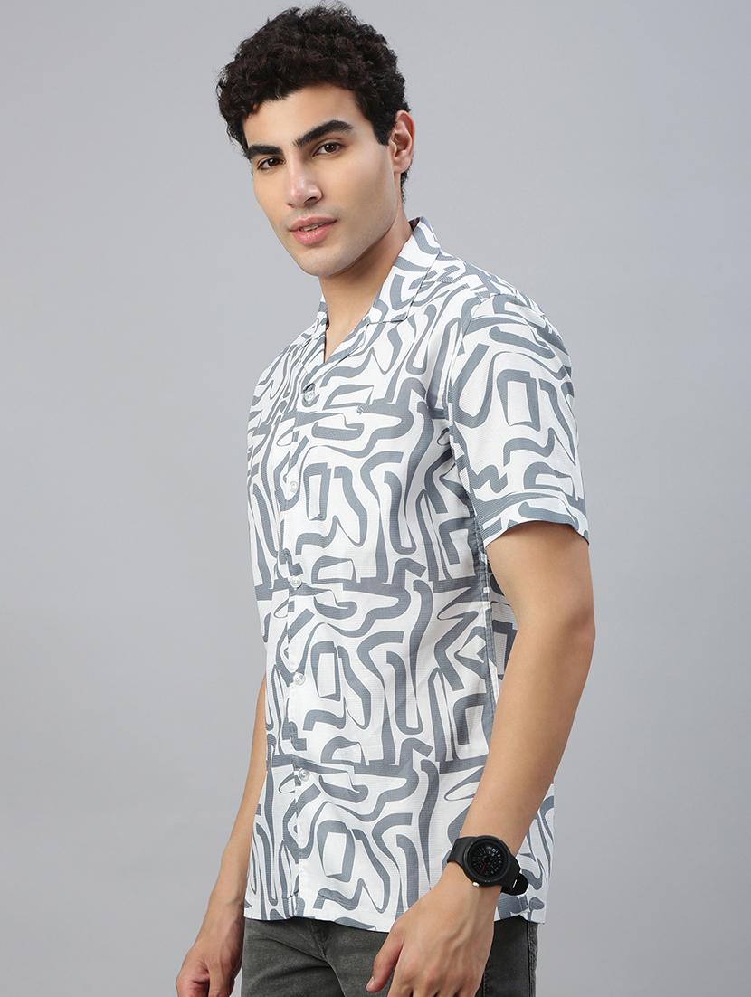 men printed short sleeve regular fit casual shirt - 21941470 - Standard Image - 1