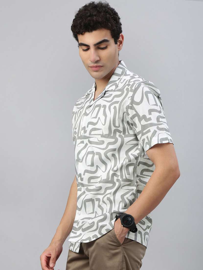 men printed short sleeve regular fit casual shirt - 21941471 - Standard Image - 1