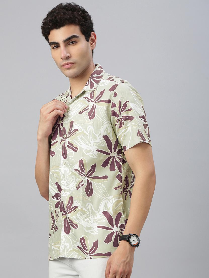 men printed short sleeve regular fit casual shirt - 21941472 -  Standard Image - 1