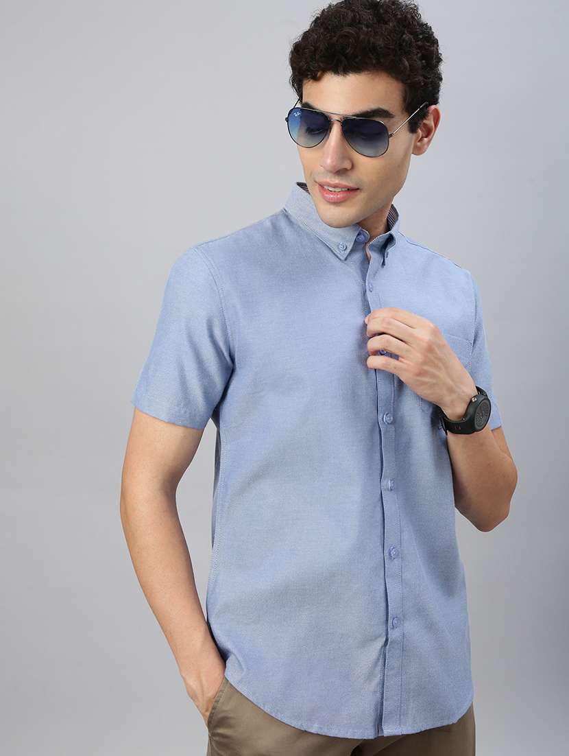 men solid short sleeve regular fit casual shirt