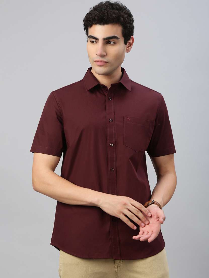 men solid short sleeve regular fit casual shirt - 21941481 -  Standard Image - 1
