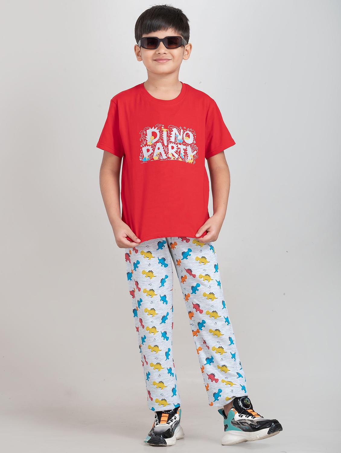 boys printed round neck pyjama set nightwear - 21941497 - Standard Image - 4