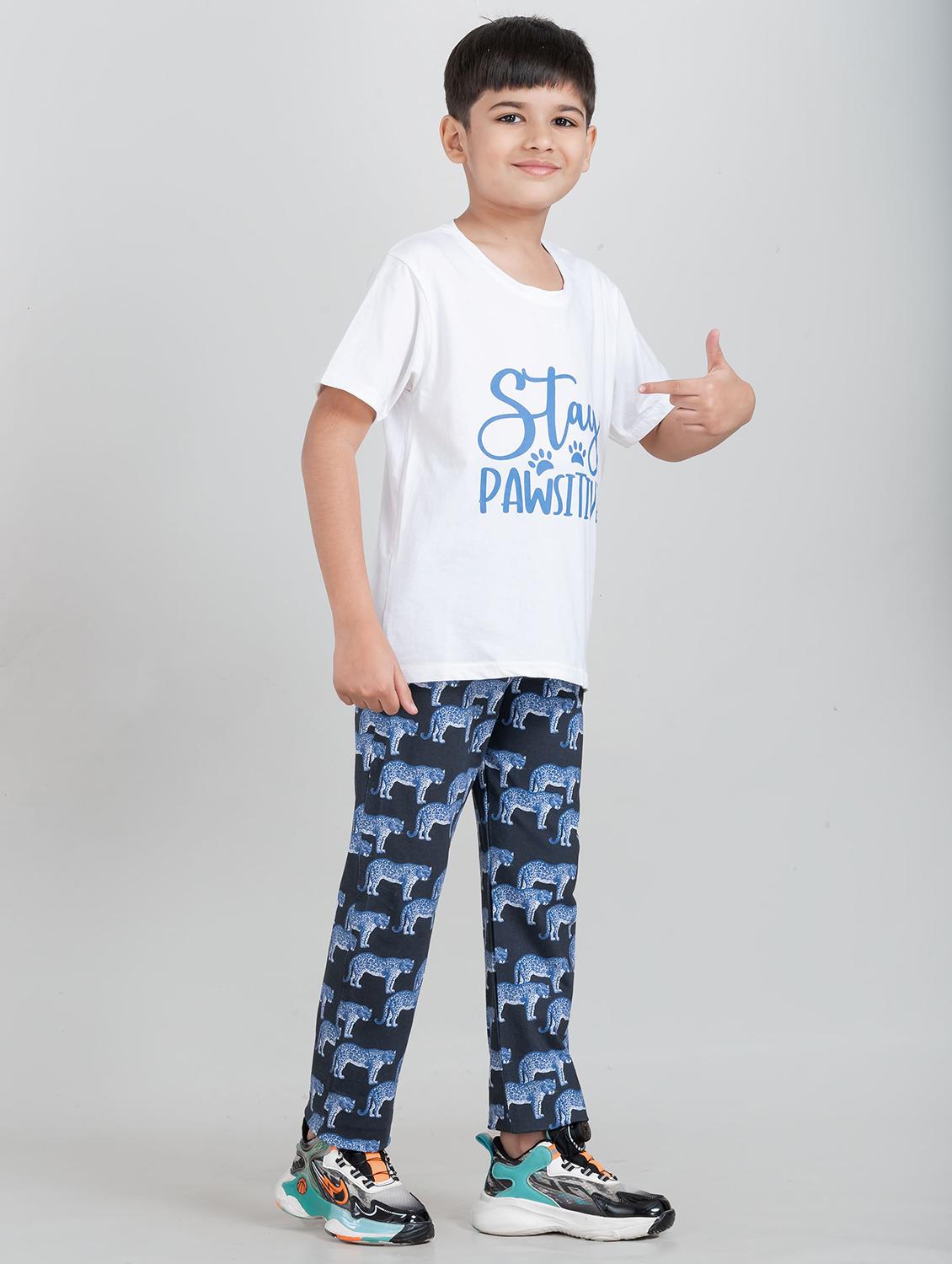boys printed round neck pyjama set nightwear - 21941498 - Standard Image - 4