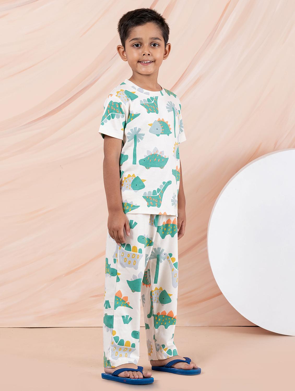 boys printed round neck pyjama set nightwear - 21941503 - Standard Image - 4