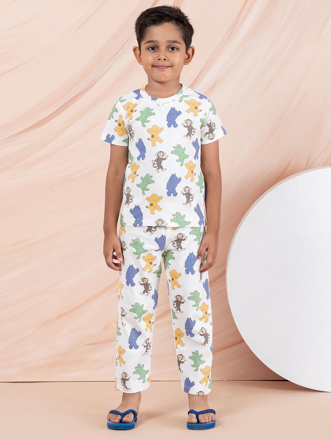 boys printed round neck pyjama set nightwear - 21941504 - Standard Image - 1