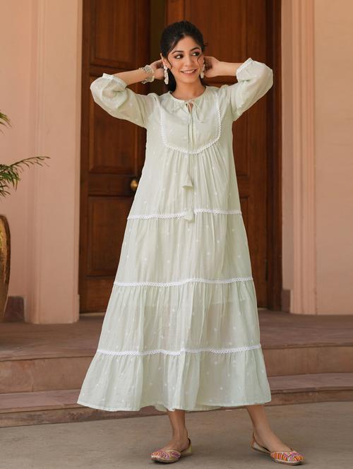 women neo mint long sleeve tiered ethnic dress - 21941513 - Standard Image - 0