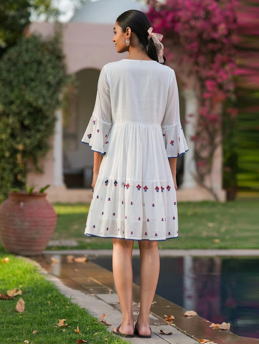 women three quarter sleeve tiered ethnic dress - 21941526 - Standard Image - 4