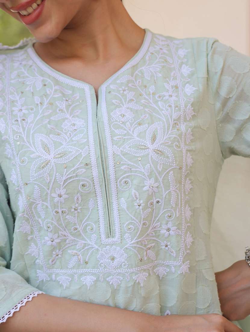 women three quarter sleeve anarkali kurta pant with dupatta set - 21941529 - Standard Image - 6