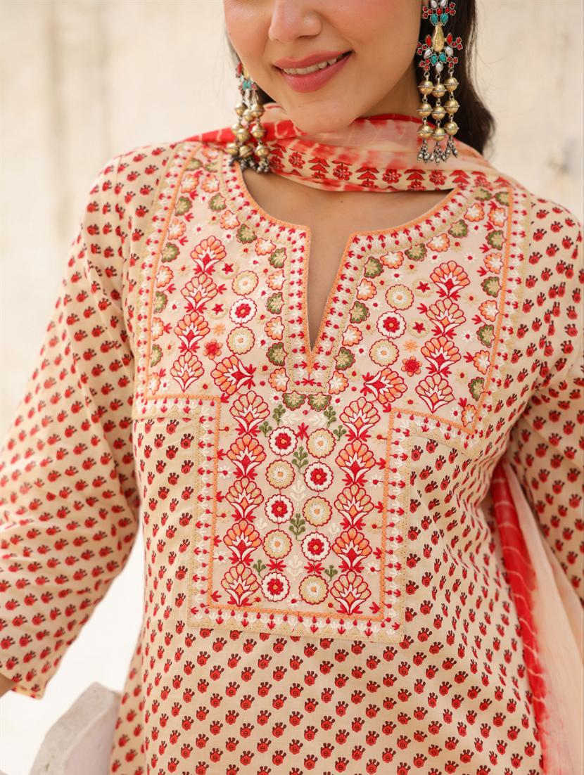 women three quarter sleeve kurta sharara with dupatta set - 21941550 - Standard Image - 6